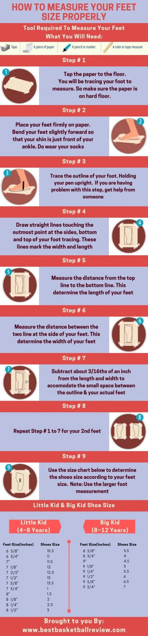 Best Basketball shoes for kids size chart